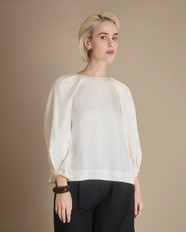 Fifi - Panna Silk Twill Blouse sold by Mondo Corsini