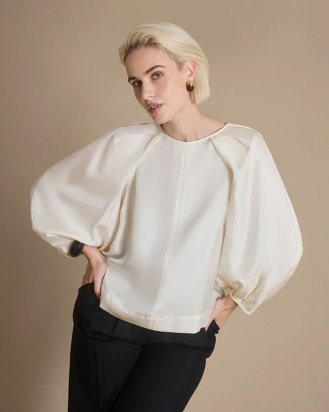 Fifi - Panna Silk Twill Blouse sold by Mondo Corsini product image thumbnail 2