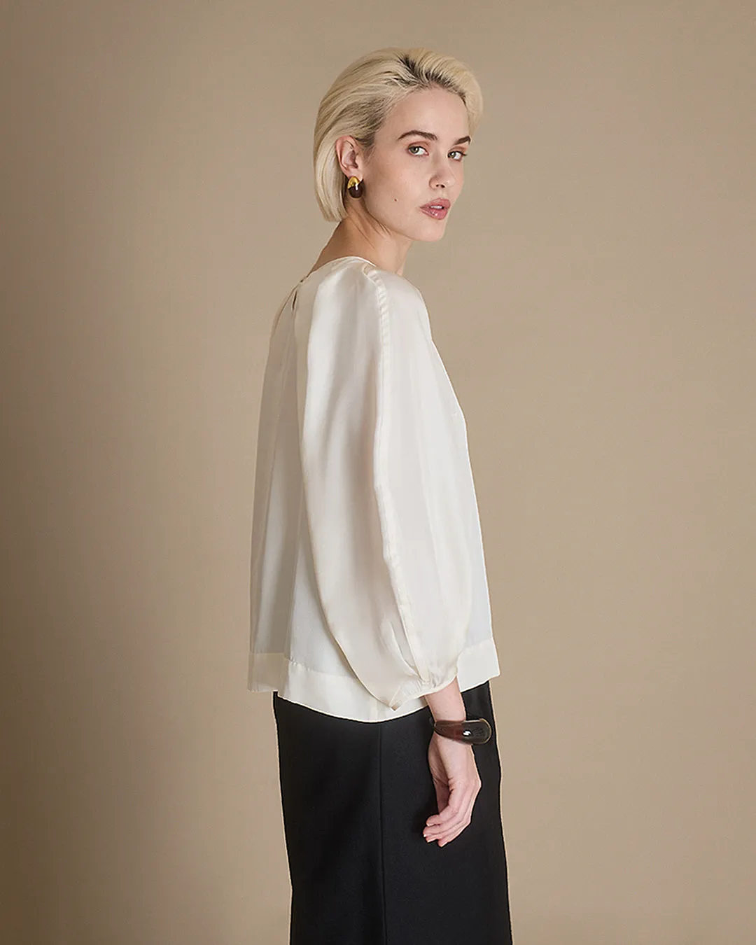 Fifi - Panna Silk Twill Blouse sold by Mondo Corsini product image thumbnail 3