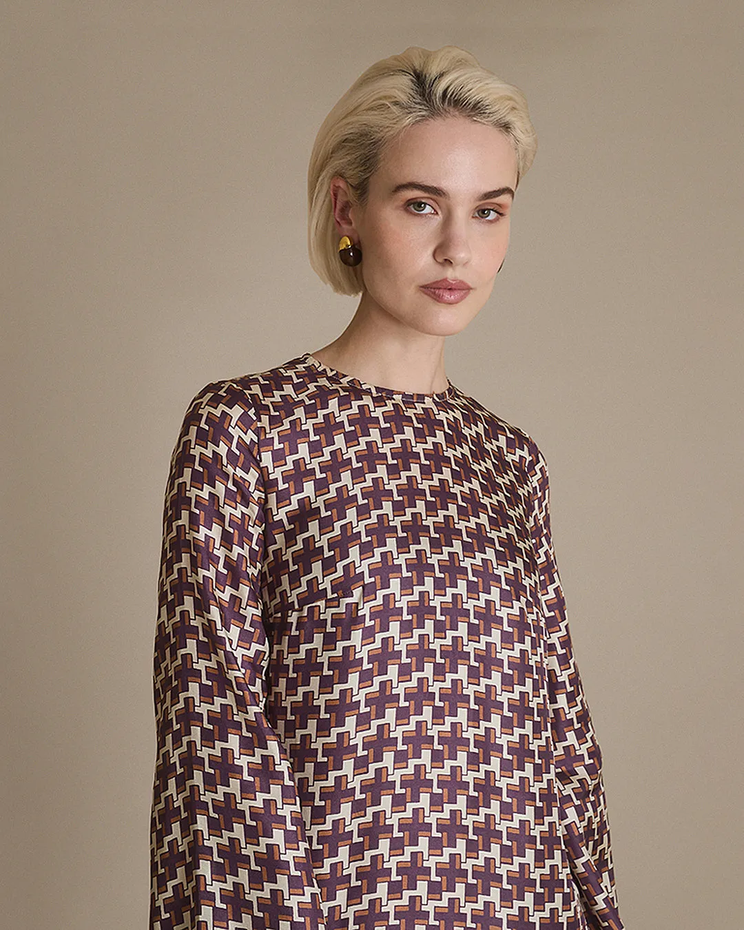 Scala - Cross Print Silk Twill Dress sold by Mondo Corsini product image thumbnail 4