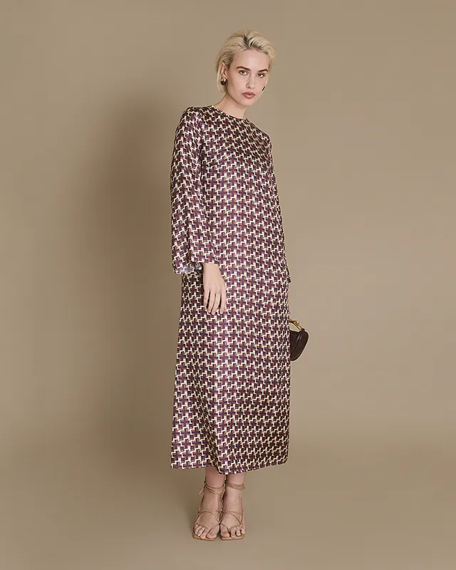 Scala - Cross Print Silk Twill Dress made by Mondo Corsini