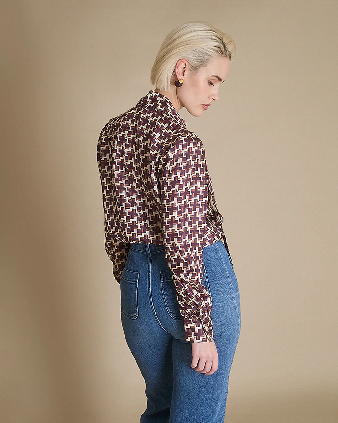 Serene - Cross Print Silk Twill Blouse sold by Mondo Corsini product image thumbnail 2