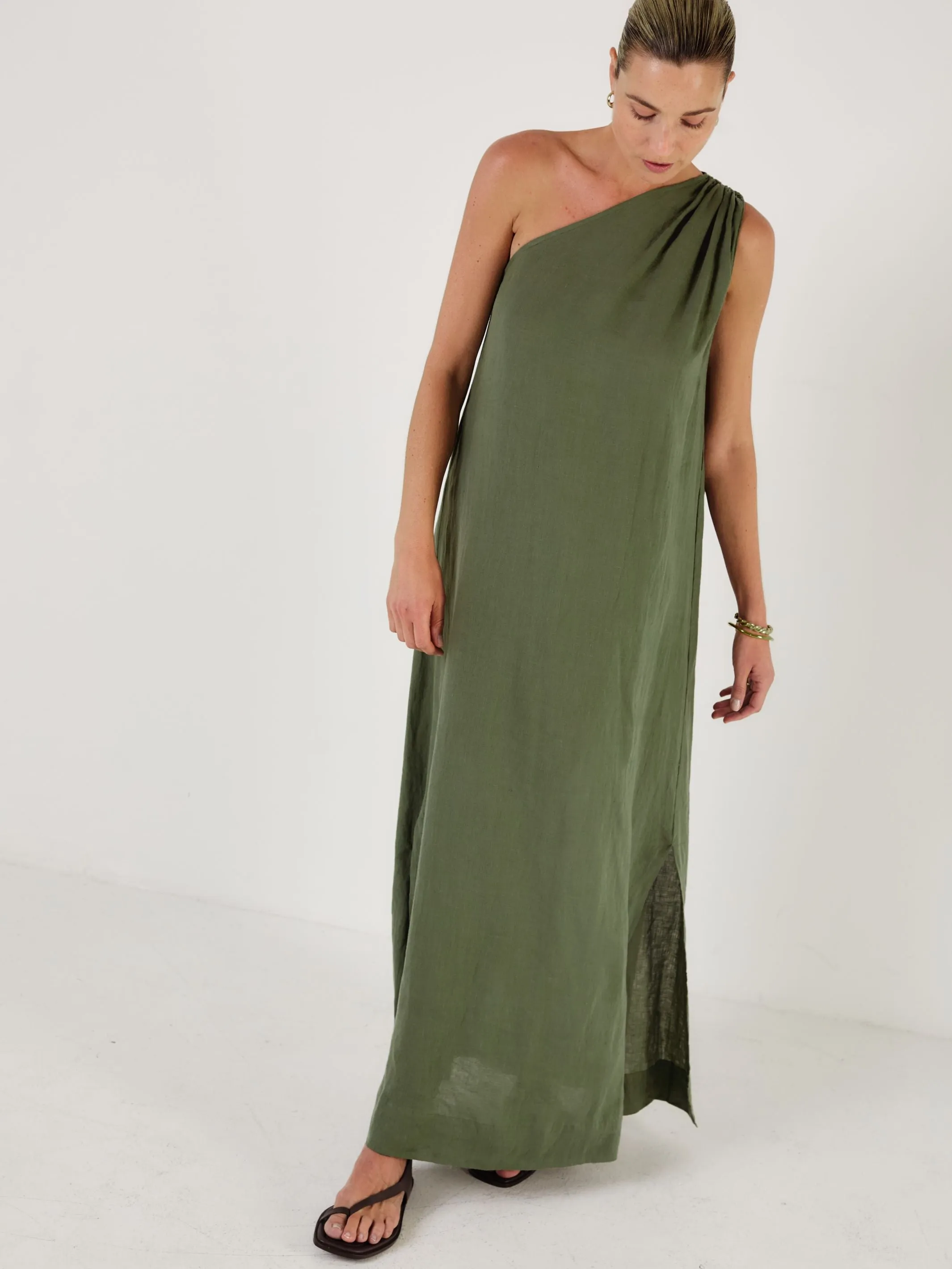 Joan - VERDE Linen Dress sold by Mondo Corsini product image thumbnail 5