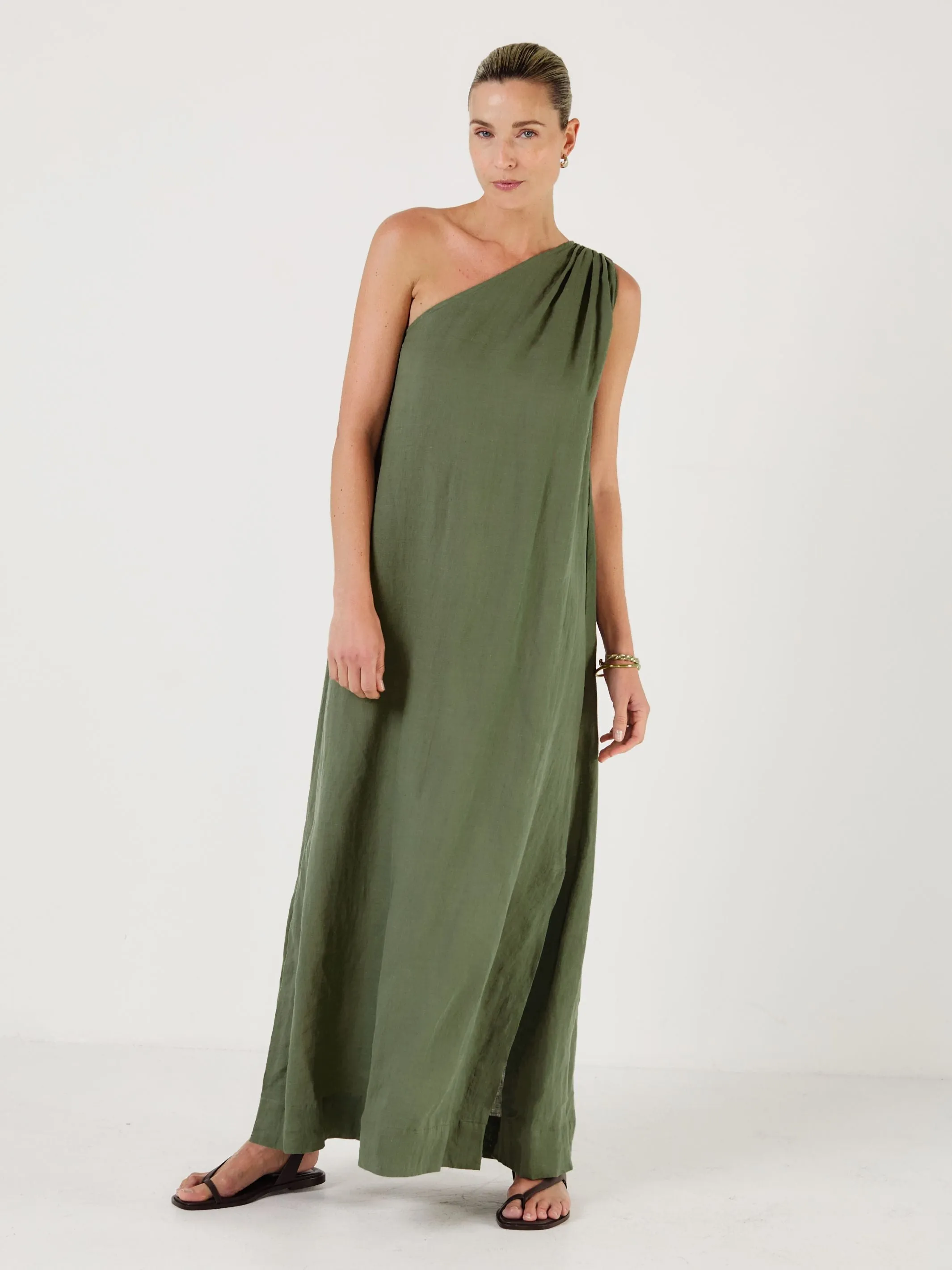 Joan - VERDE Linen Dress sold by Mondo Corsini product image thumbnail 2