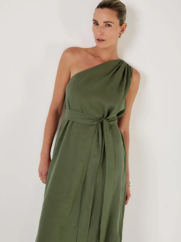 Joan - VERDE Linen Dress made by Mondo Corsini