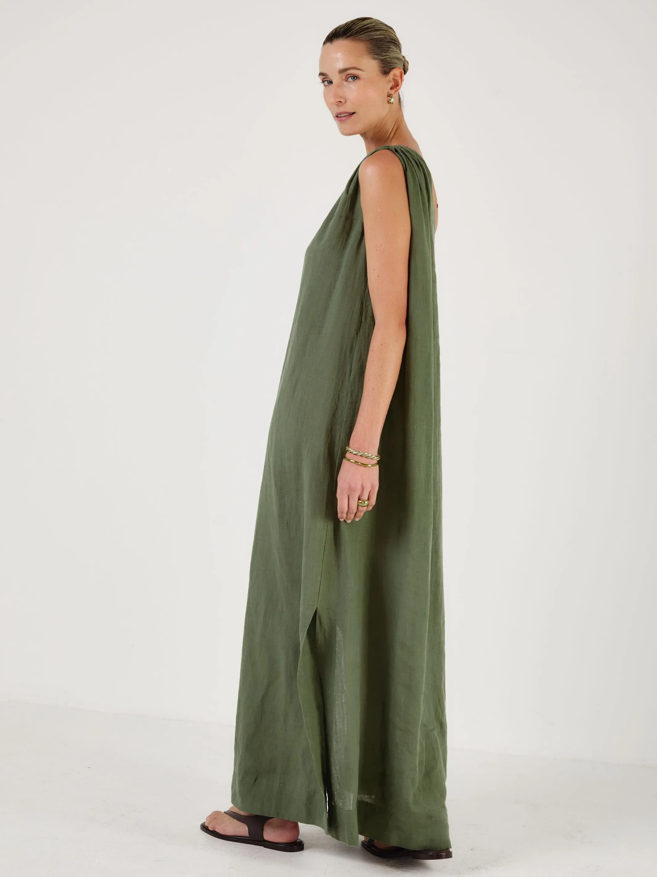 Joan - VERDE Linen Dress sold by Mondo Corsini product image thumbnail 3