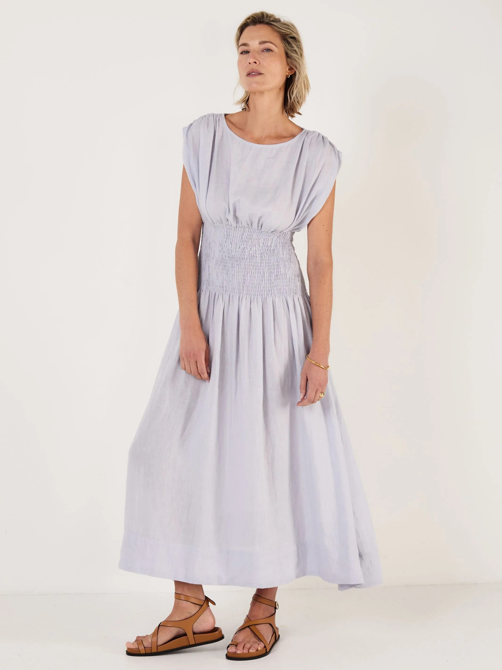 PENELOPE - MIST Linen Dress sold by Mondo Corsini