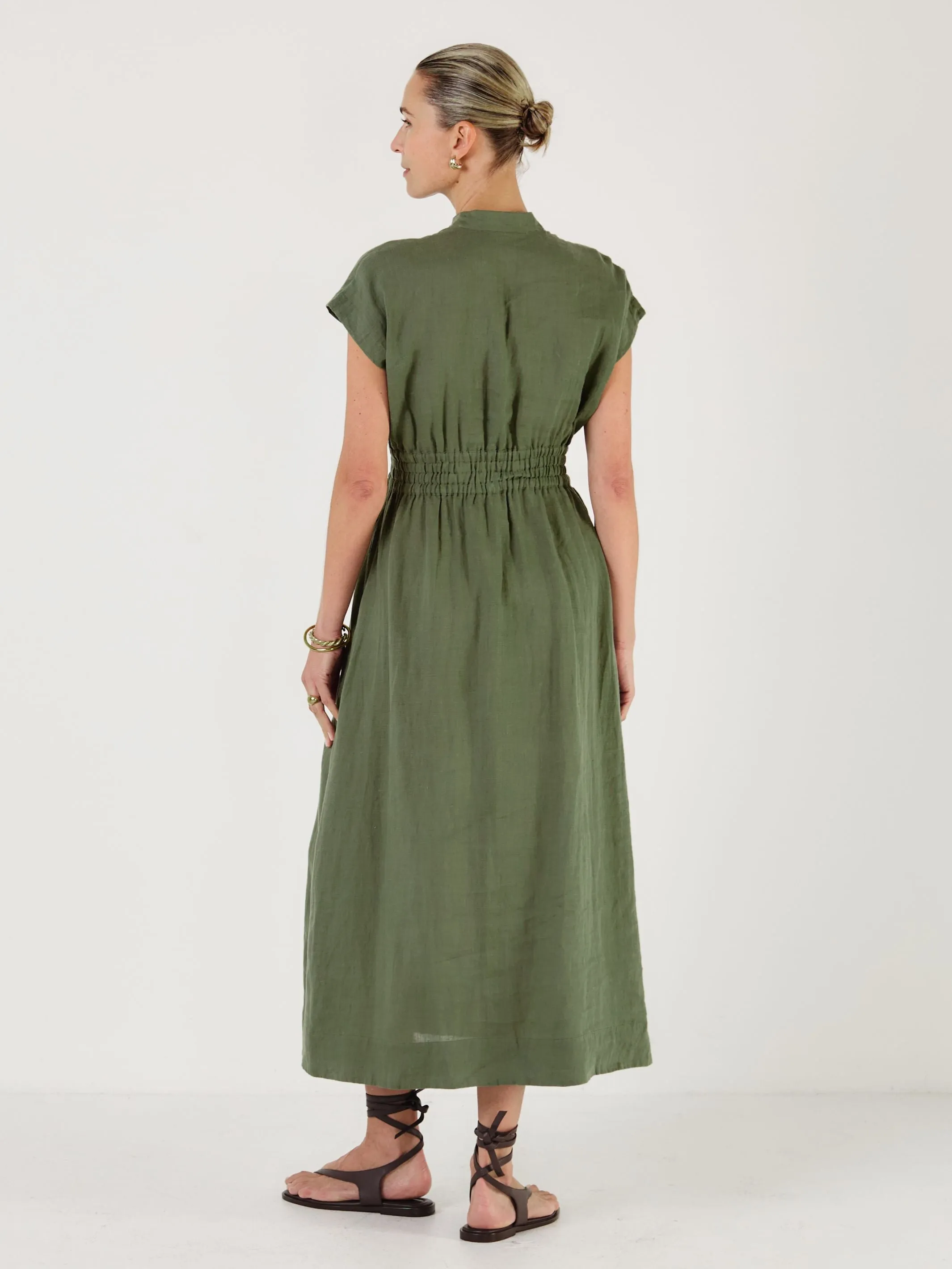 LILY - VERDE Linen Dress sold by Mondo Corsini product image thumbnail 2