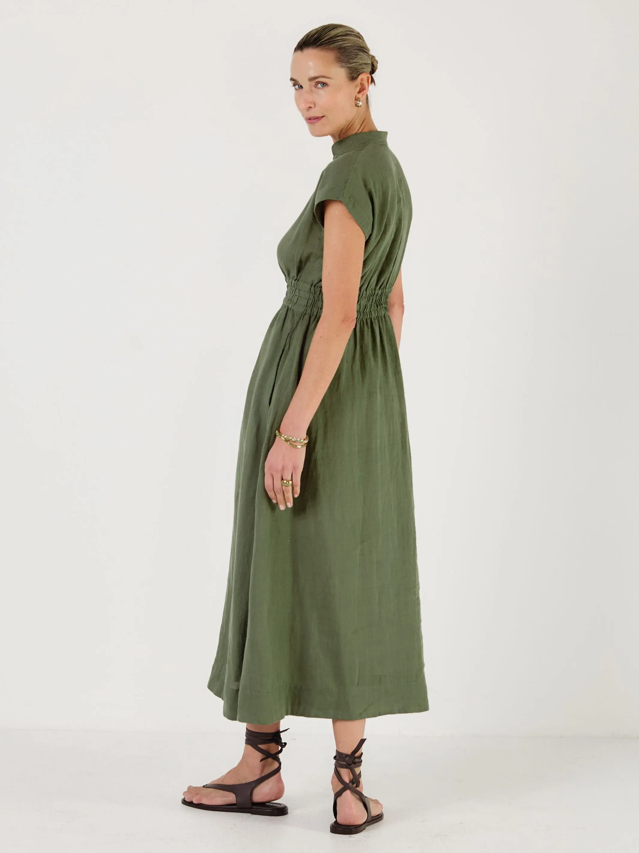 LILY - VERDE Linen Dress sold by Mondo Corsini product image thumbnail 3
