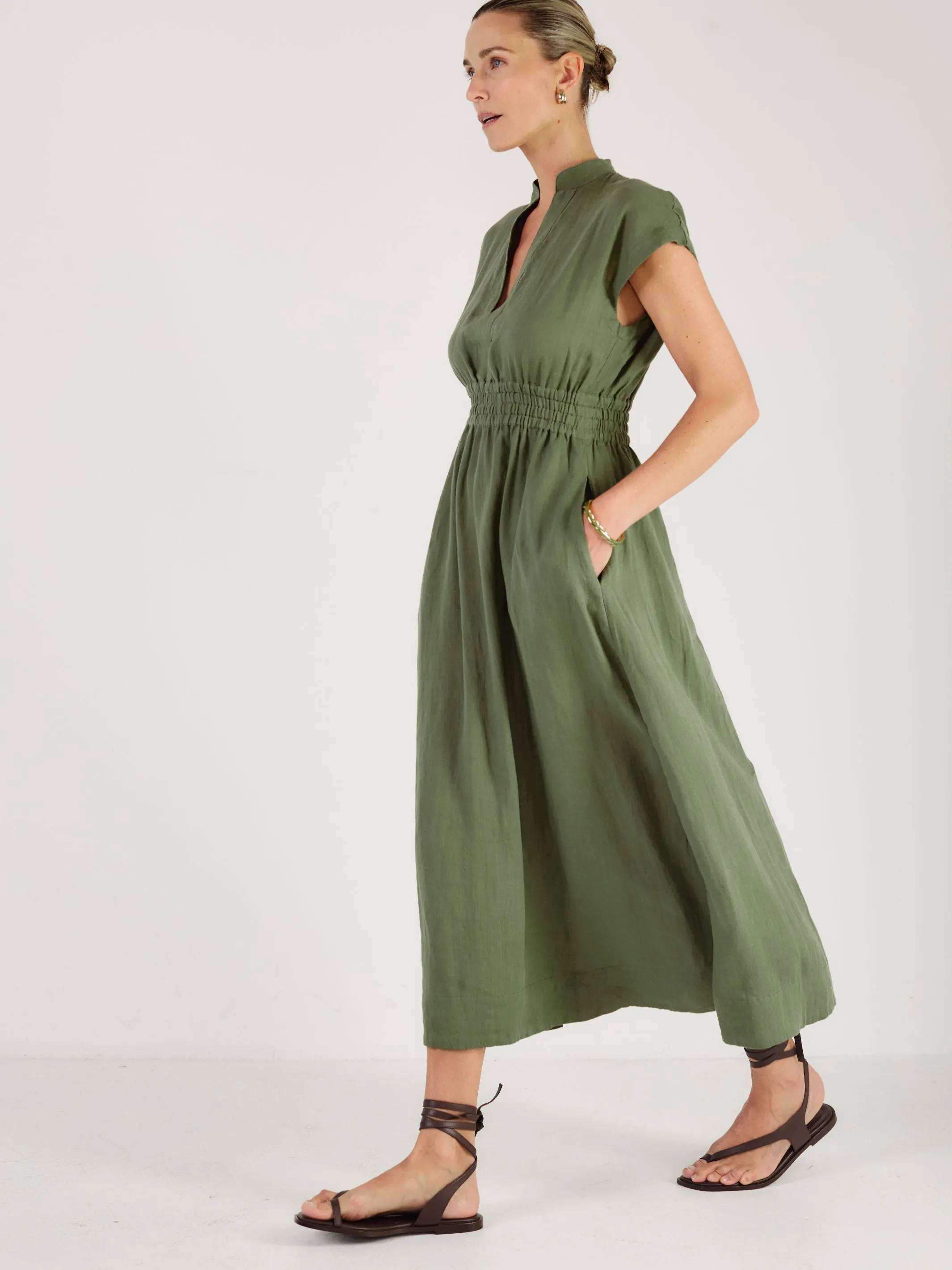 LILY - VERDE Linen Dress sold by Mondo Corsini product image thumbnail 4