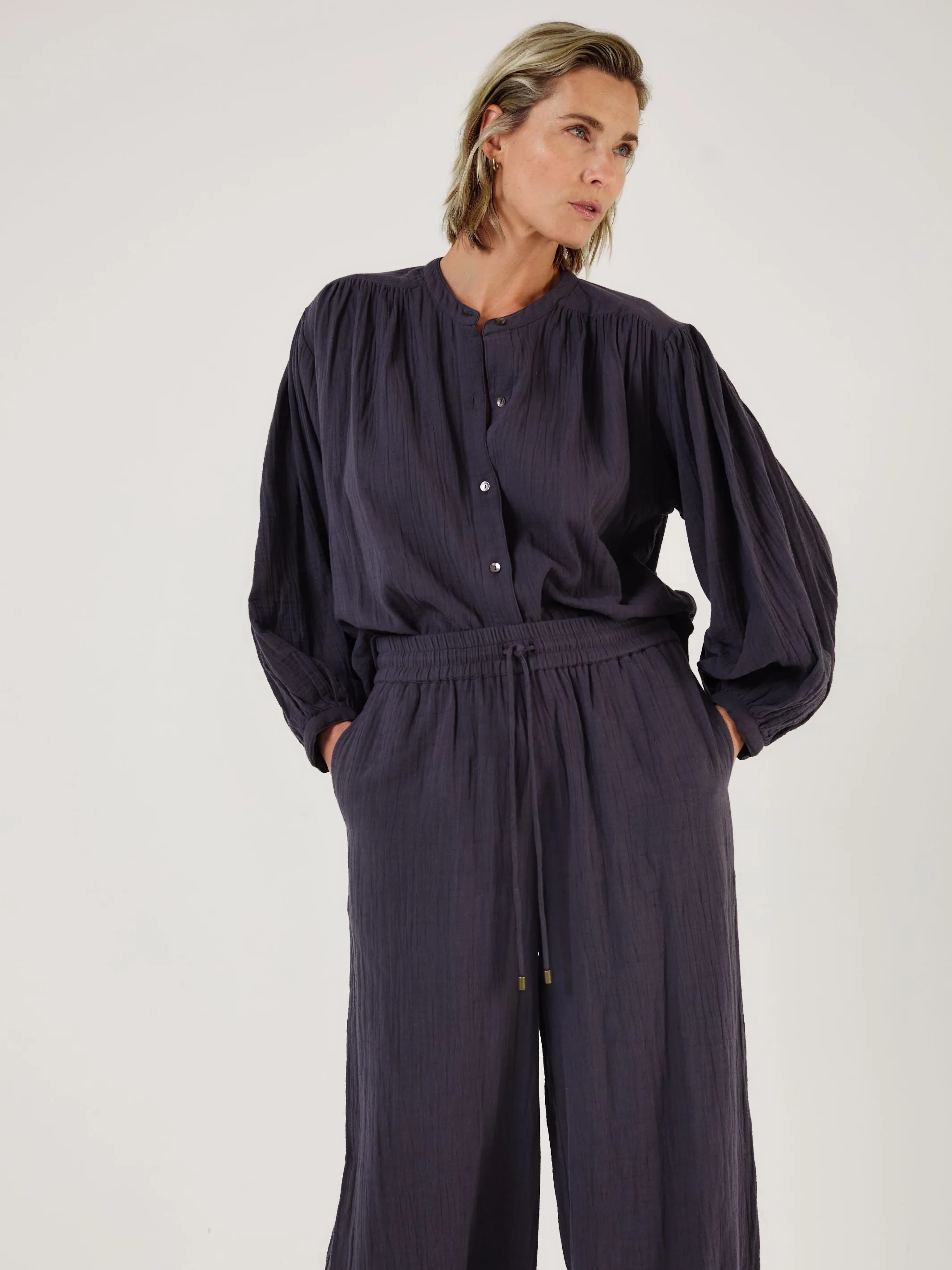 Como - Midnight Cotton Gauze Blouse sold by Mondo Corsini product image thumbnail 5