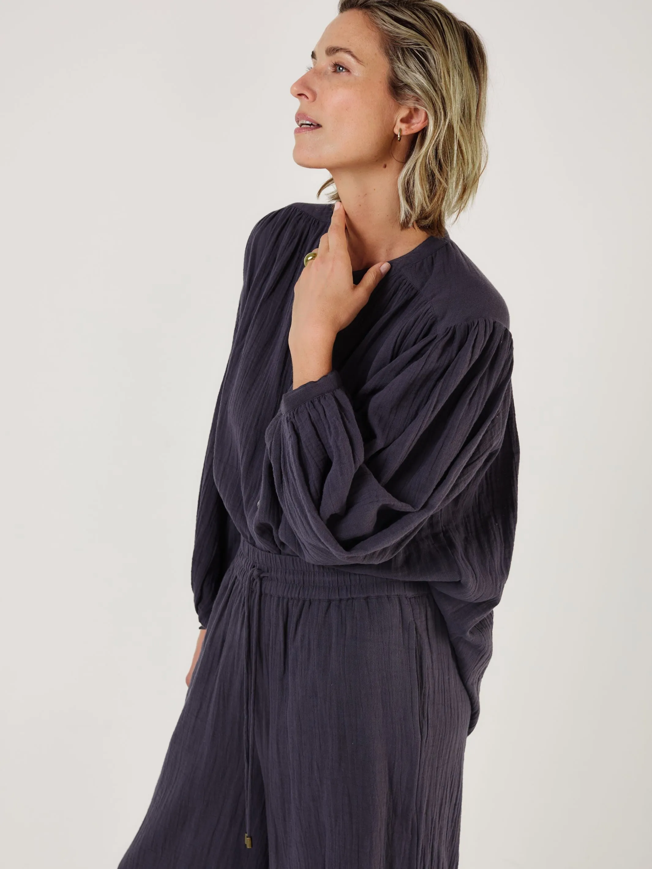 Como - Midnight Cotton Gauze Blouse sold by Mondo Corsini product image thumbnail 3