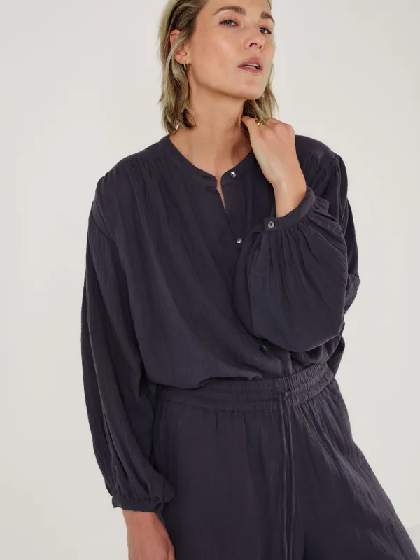 Como - Midnight Cotton Gauze Blouse made by Mondo Corsini