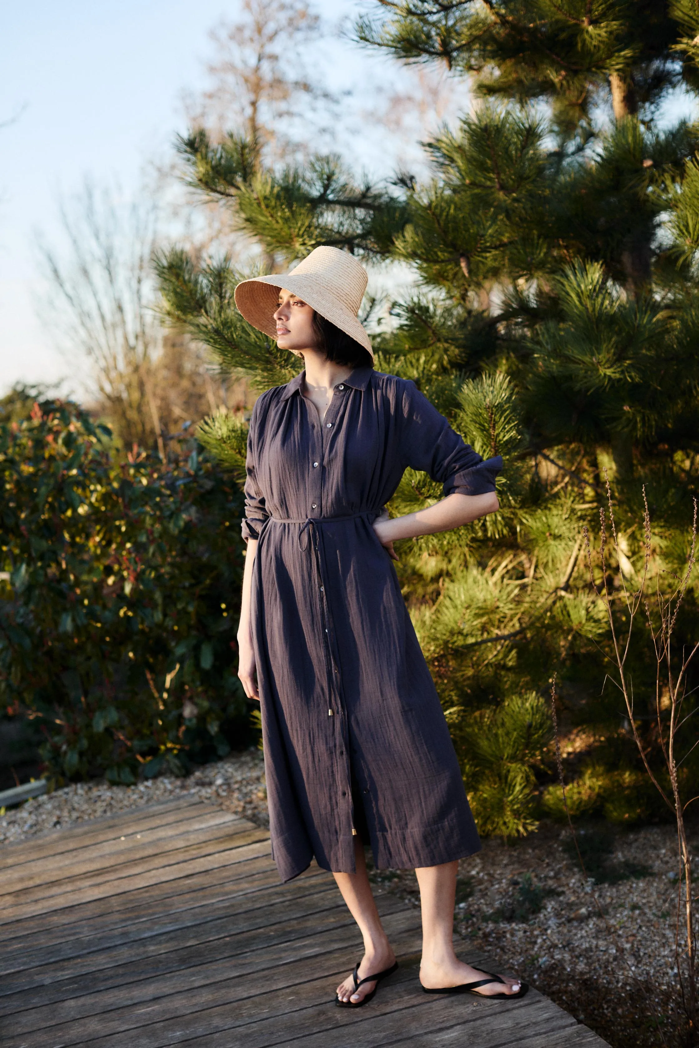 Martha - Midnight Cotton Gauze Dress sold by Mondo Corsini product image thumbnail 4