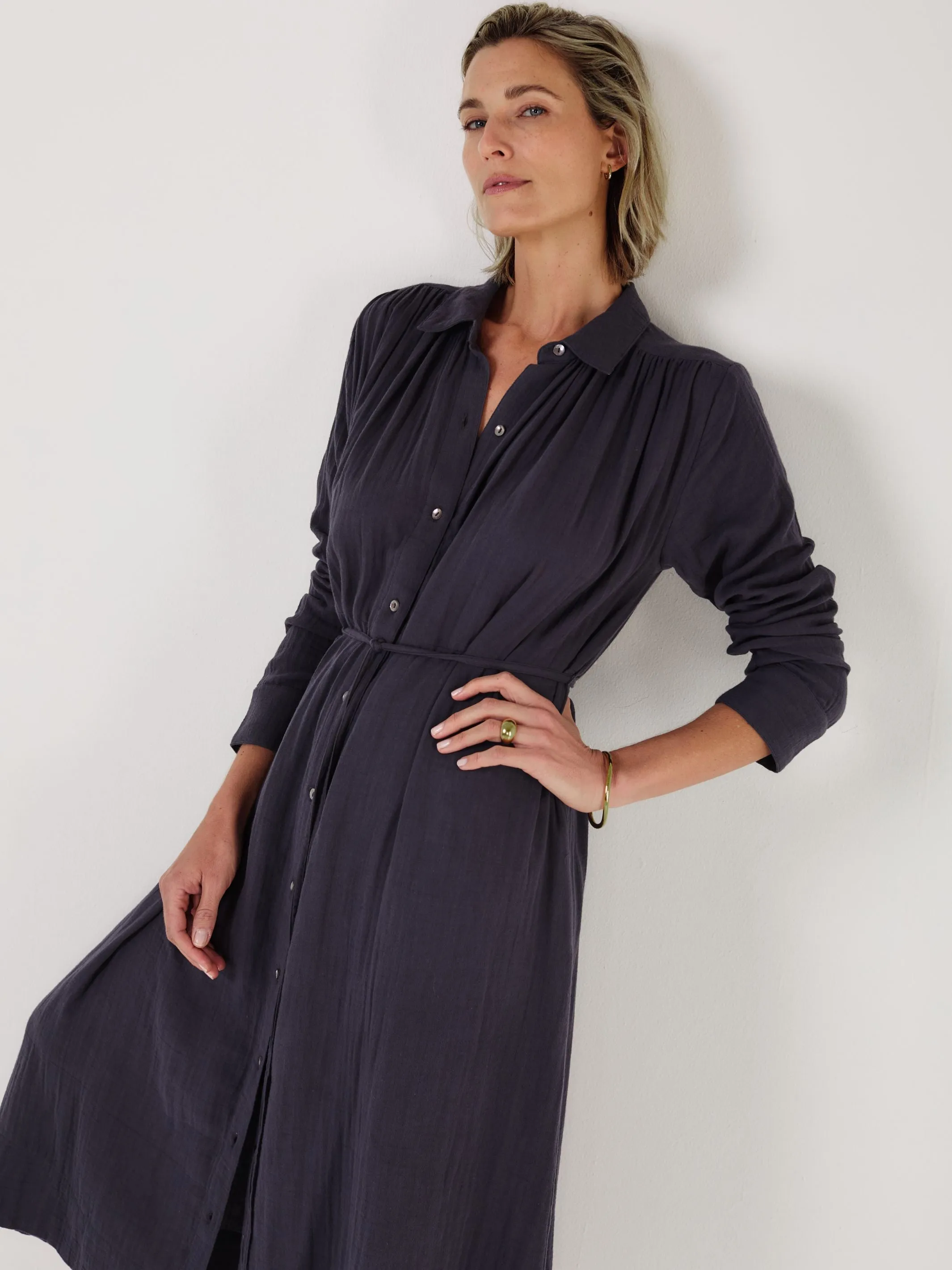 Martha - Midnight Cotton Gauze Dress sold by Mondo Corsini
