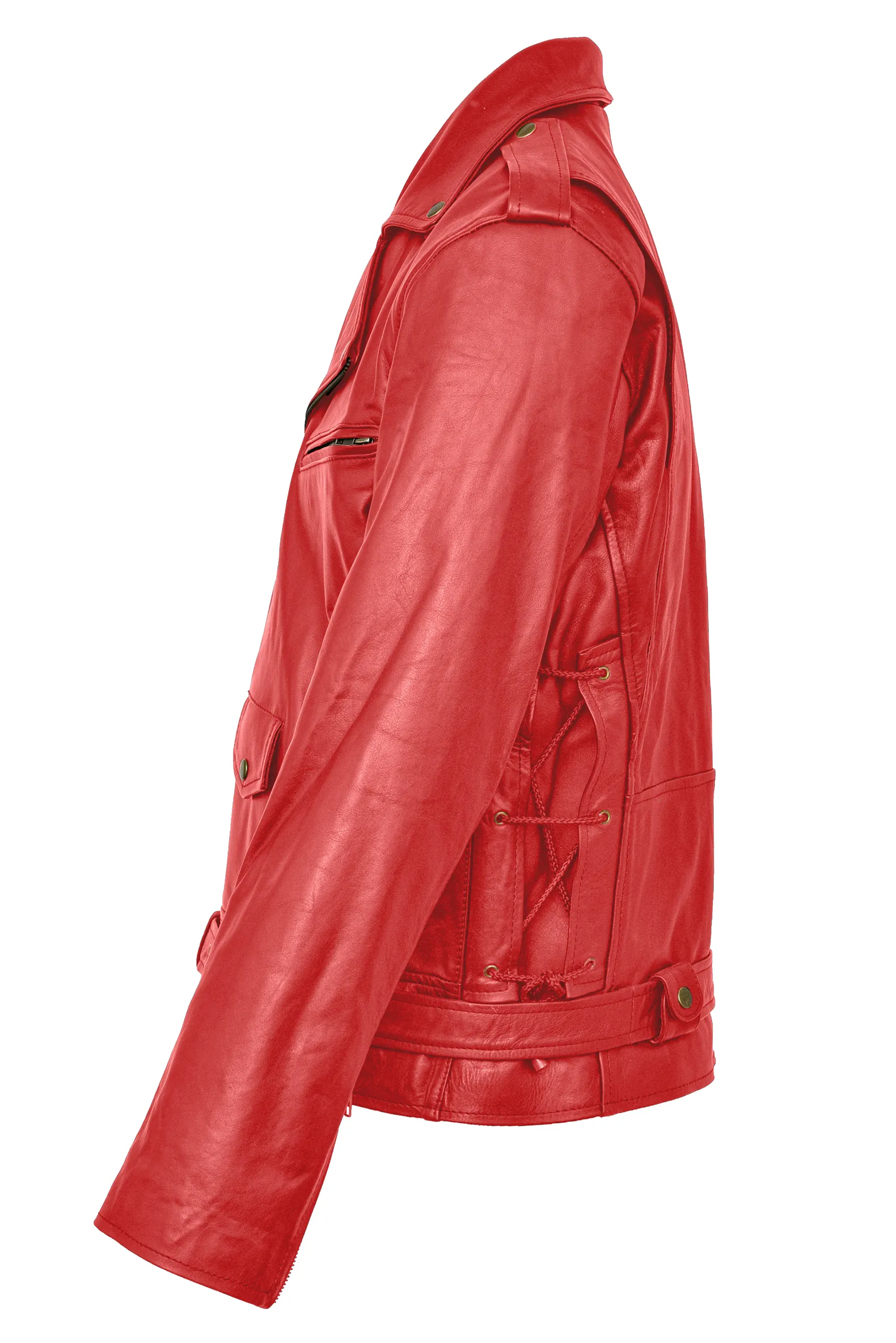 Terminator Red Men's Biker Leather Jacket sold by Prime Leather Shop product image thumbnail 3