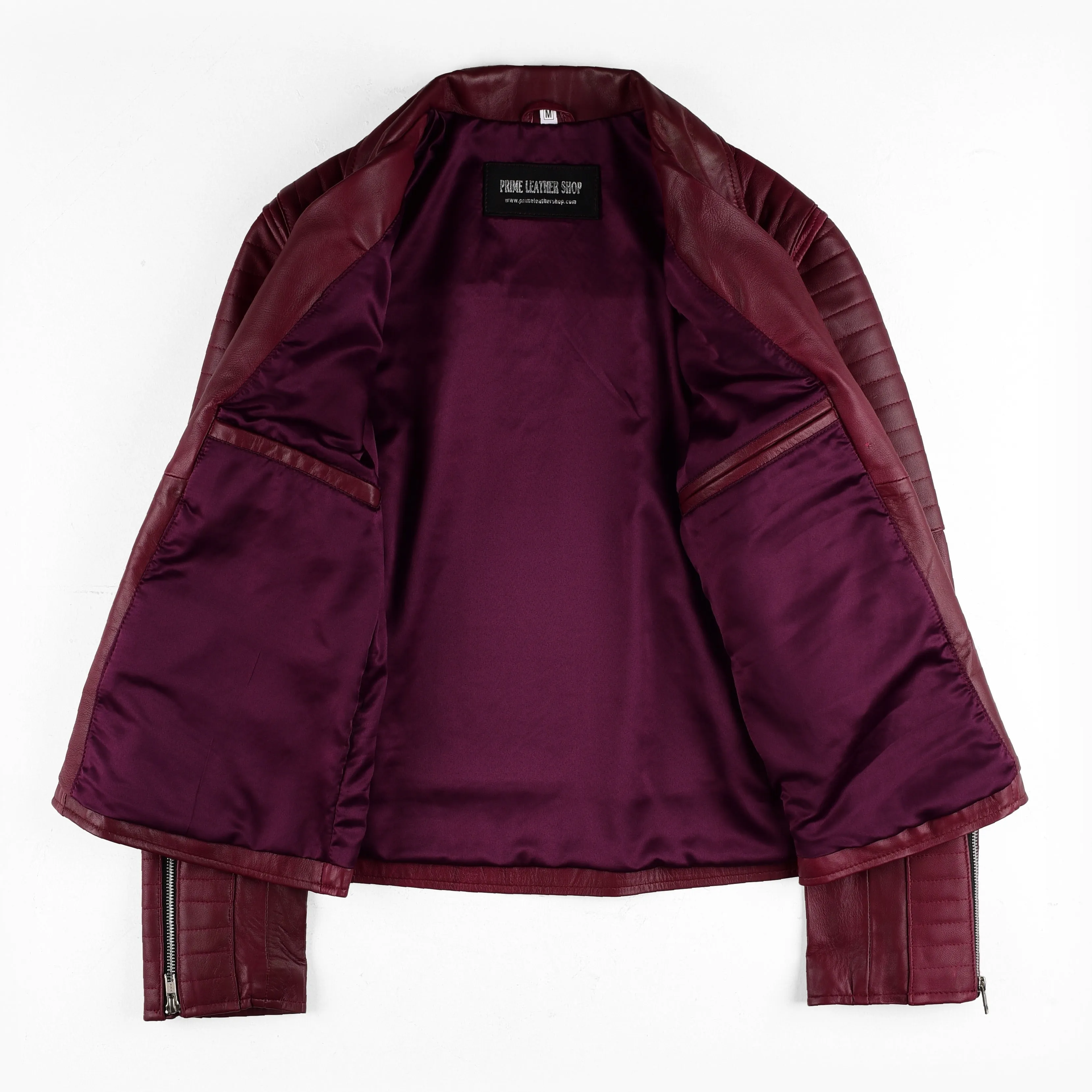 Women's Slim Fit Biker Leather Jacket sold by Prime Leather Shop product image thumbnail 5