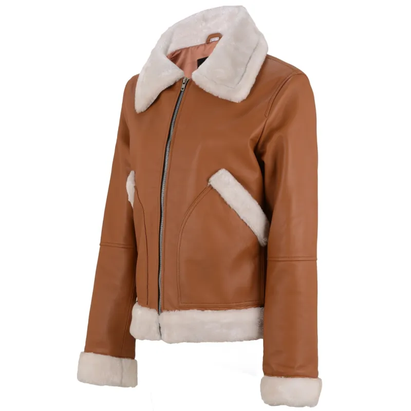 Demi Lovato Shearling Leather Jacket made by Prime Leather Shop