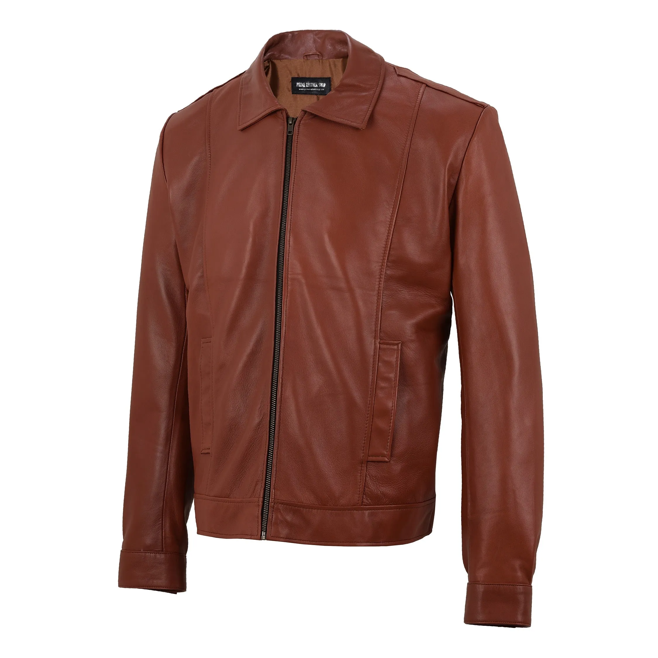 Denzel W Brown Leather Jacket sold by Prime Leather Shop