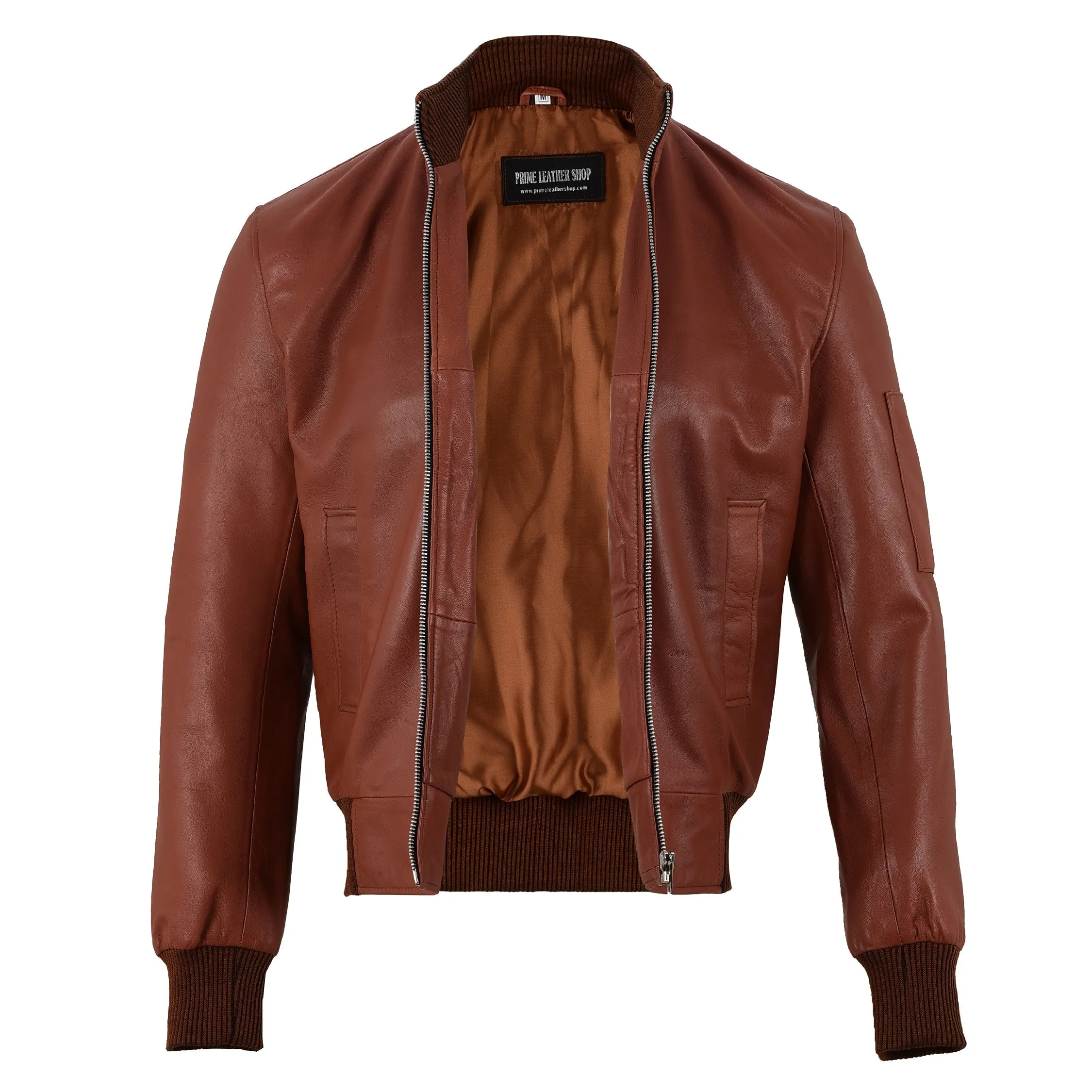 Johnny Depp Brown Men's Leather Bomber Jacket sold by Prime Leather Shop product image thumbnail 4