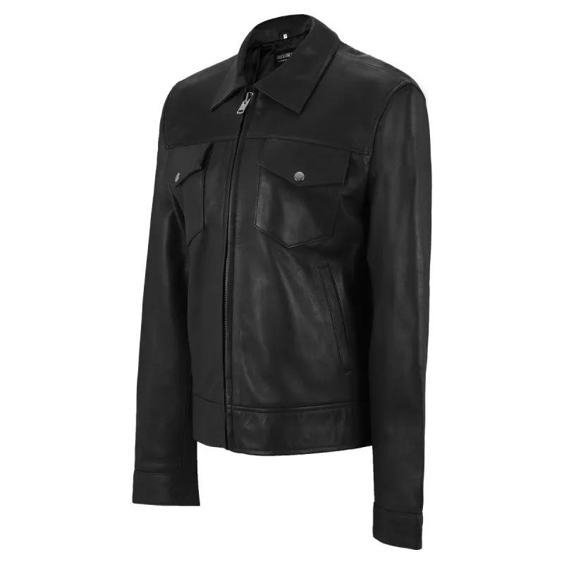 Classic Black Leather Jacket sold by Prime Leather Shop