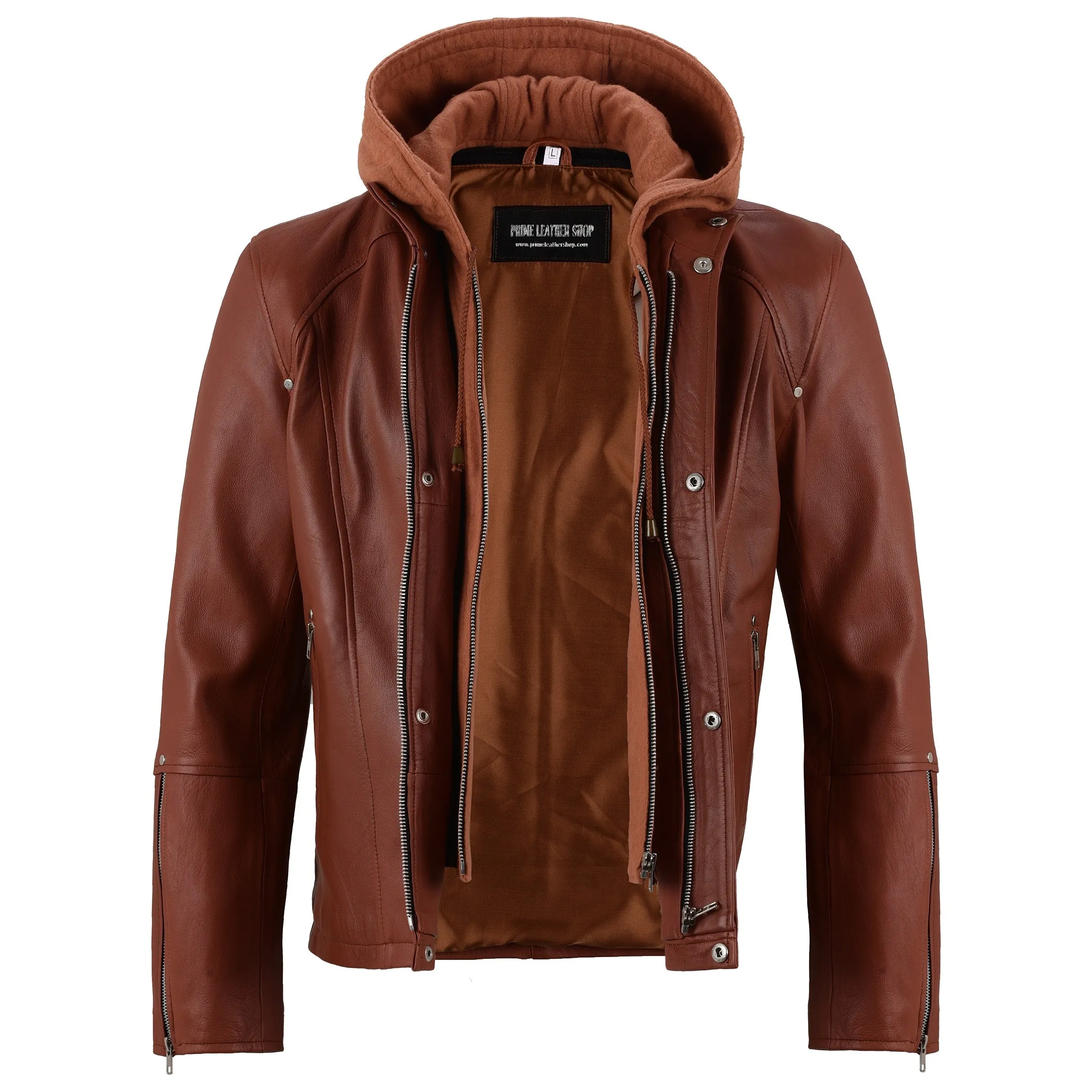 Jacob Hooded Bomber Leather Jacket sold by Prime Leather Shop product image thumbnail 3