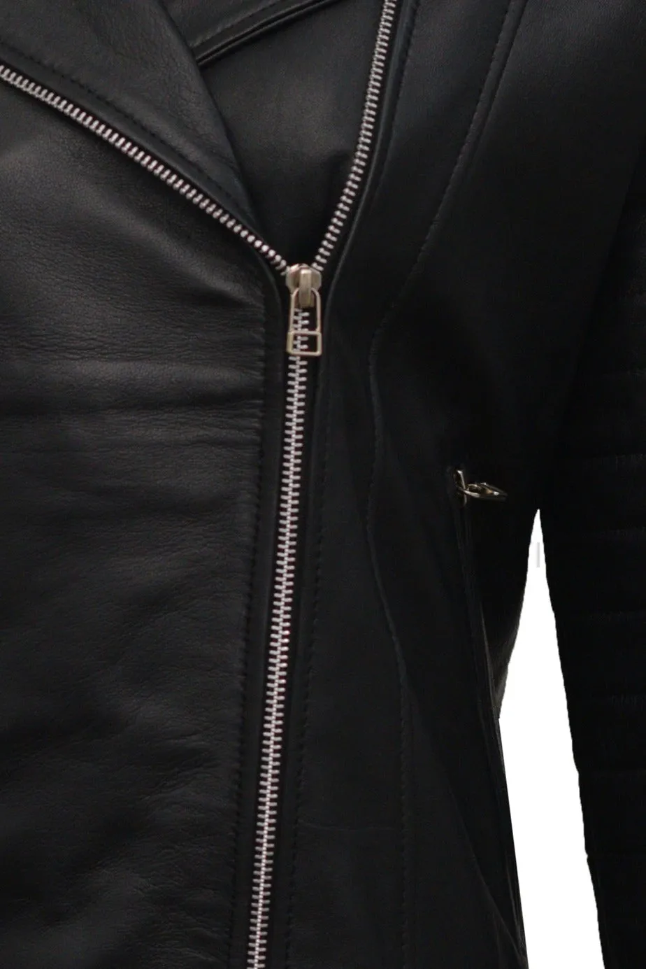 Angelina Black Biker Leather Jacket sold by Prime Leather Shop product image thumbnail 2