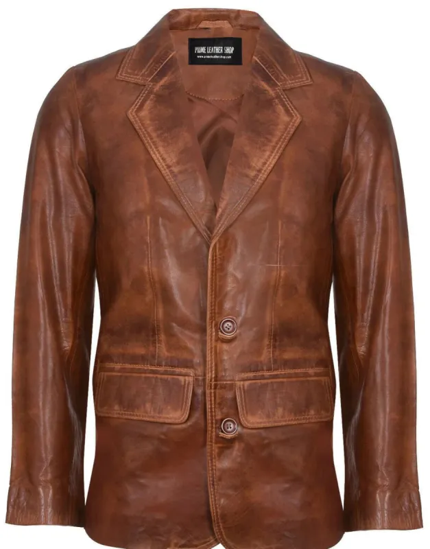John Kennedy Brown Leather Long Coat made by Prime Leather Shop