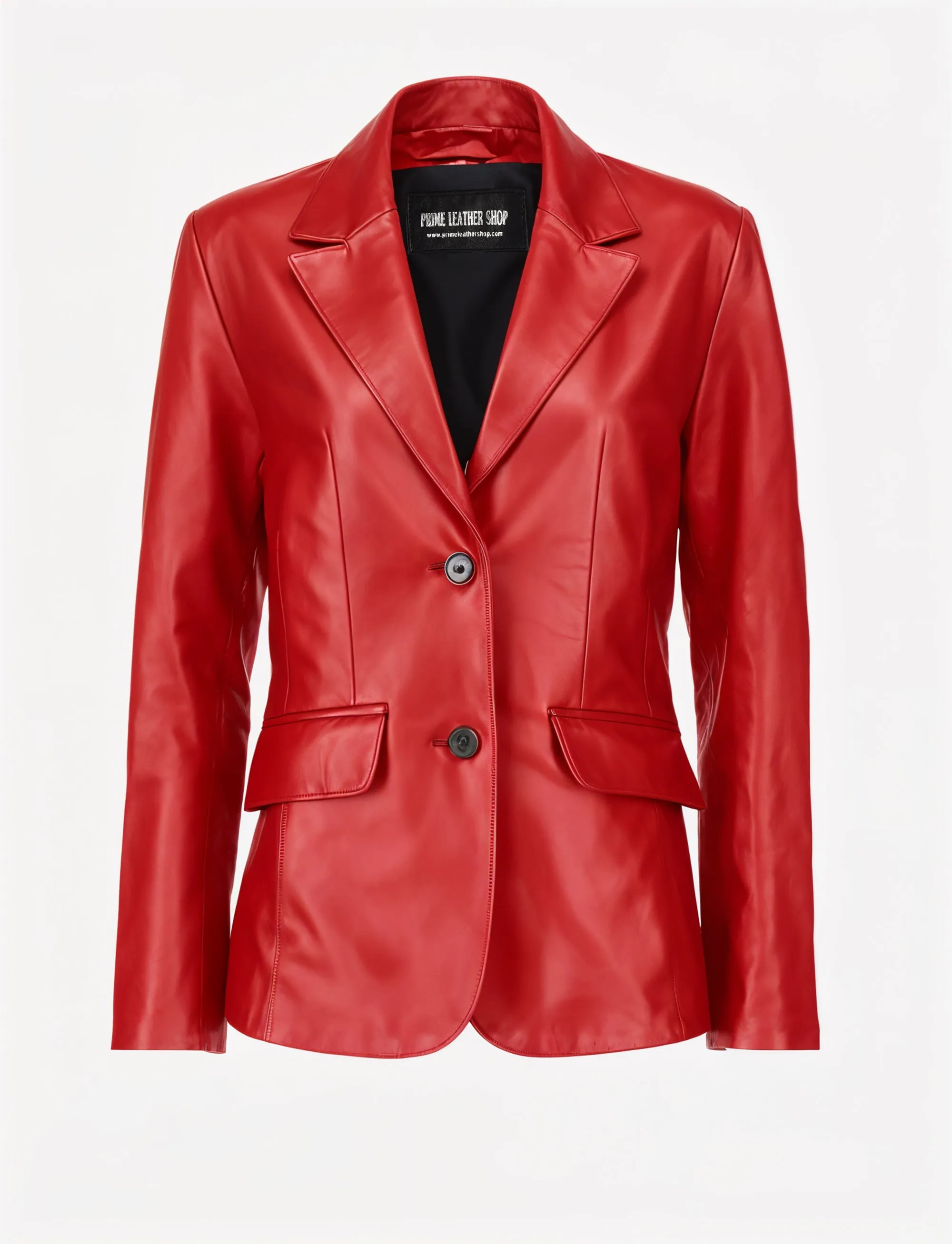 Classic Red Leather Blazer sold by Prime Leather Shop