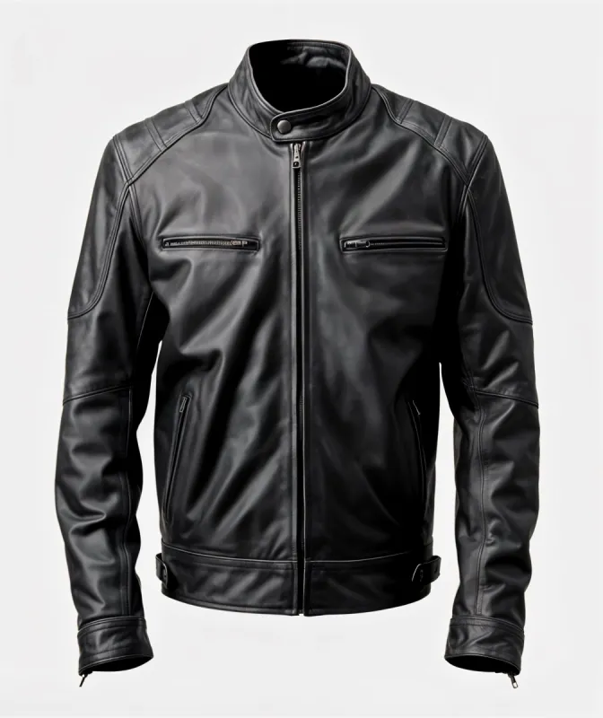 Louise Black Leather Jacket Mens made by Prime Leather Shop