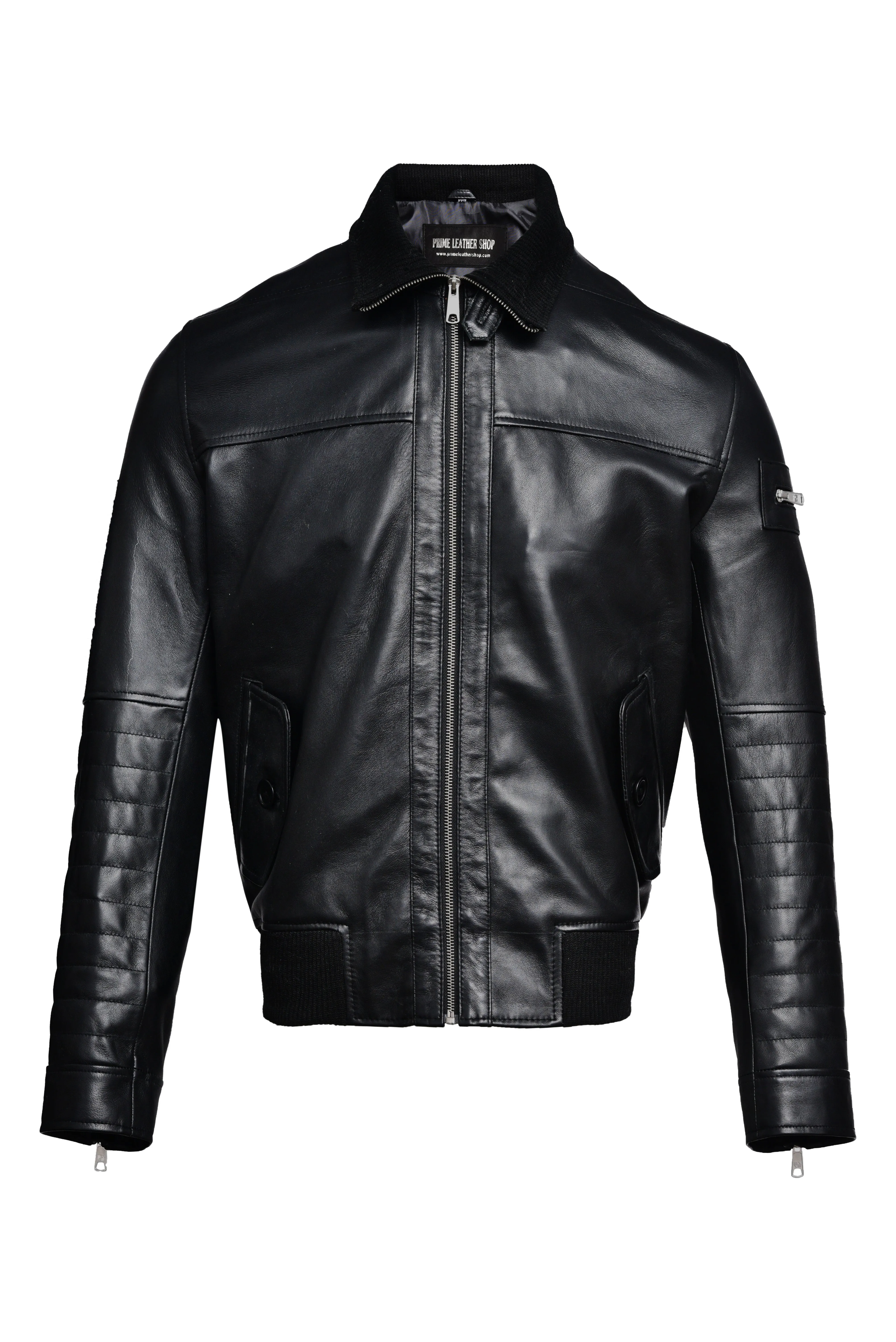 Titan Forge Black Men's Leather Bomber Jacket sold by Prime Leather Shop product image thumbnail 3