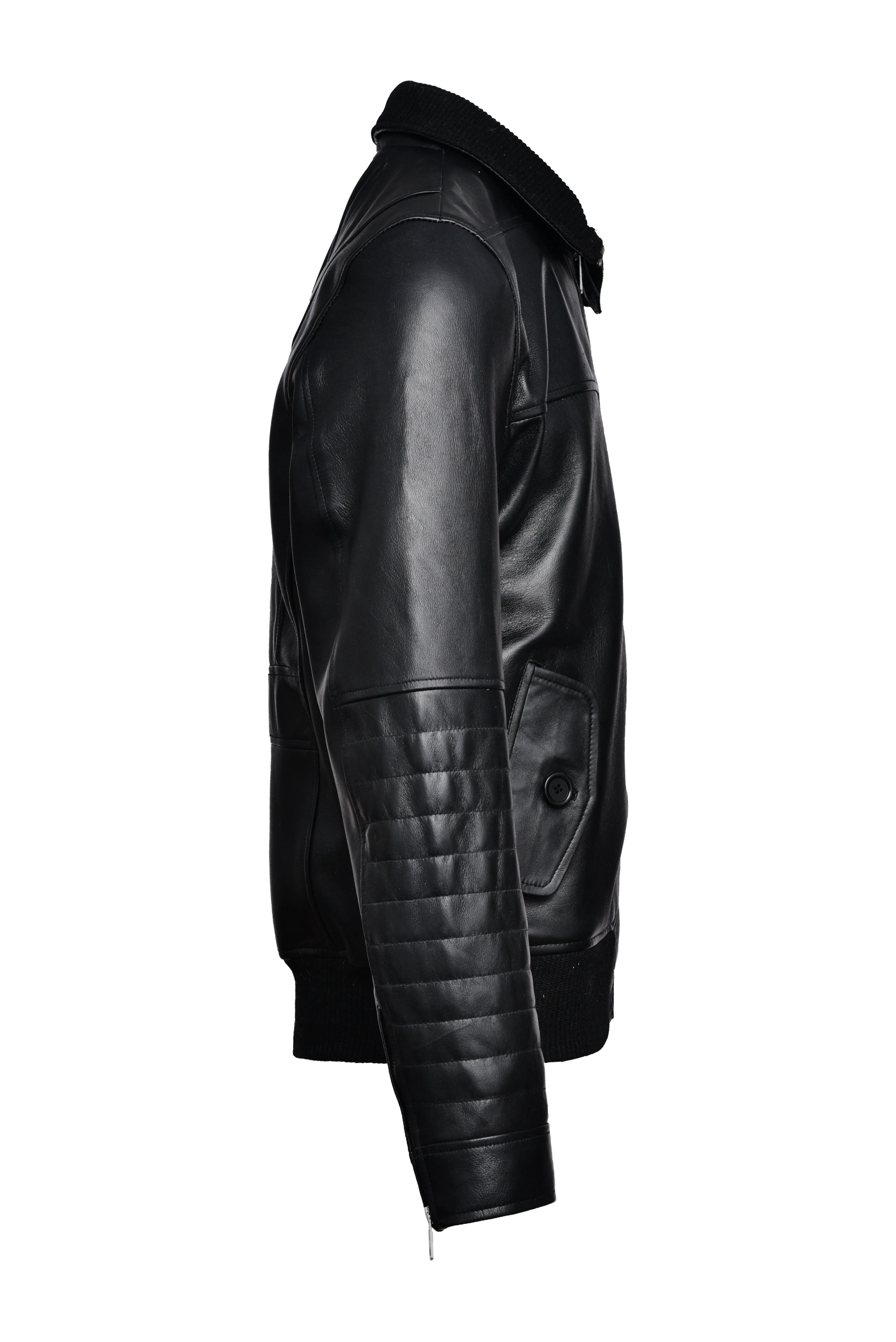 Titan Forge Black Men's Leather Bomber Jacket sold by Prime Leather Shop product image thumbnail 4