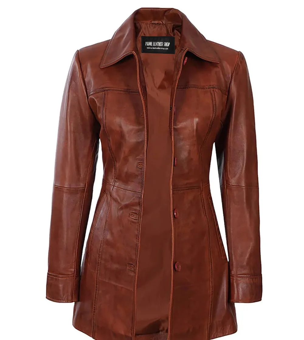 Sierra Canyon Brown Leather Coat sold by Prime Leather Shop