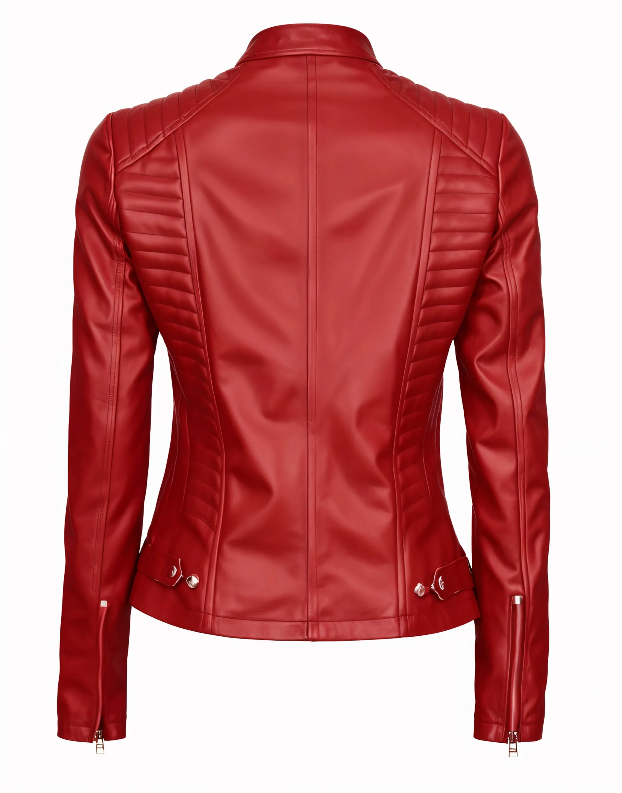 Sylvia Red Biker Leather Jacket sold by Prime Leather Shop product image thumbnail 2