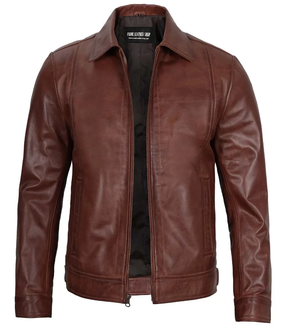 Heritage Luxe Brown Bomber Leather Jacket sold by Prime Leather Shop product image thumbnail 2