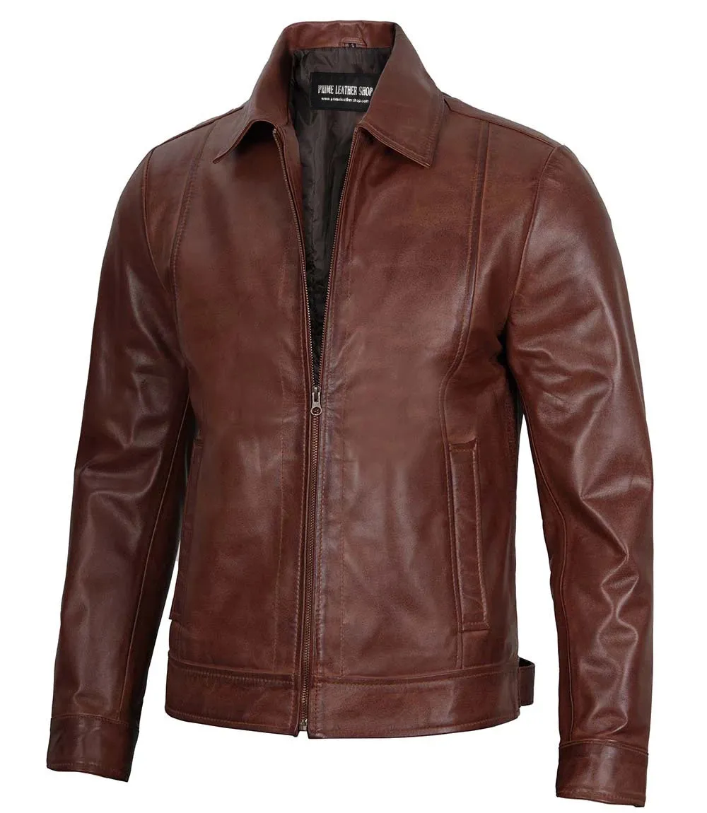 Heritage Luxe Brown Bomber Leather Jacket sold by Prime Leather Shop