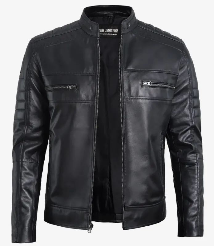 【JADED LONDON】 送料関税込 Black Real Leather Piston Jacket Black Brushed Leather Piston Jacket | Jaded London | Clothing