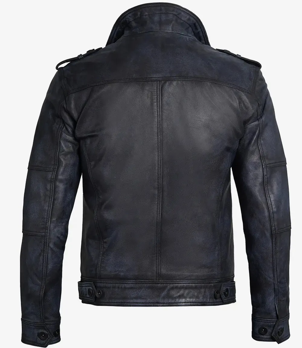 Men’s Velocity Black Leather Moto Jacket sold by Prime Leather Shop product image thumbnail 2