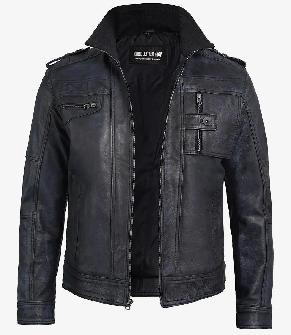 Men’s Velocity Black Leather Moto Jacket sold by Prime Leather Shop product image thumbnail 5
