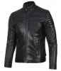 Men’s Phantom Black Café Racer Leather Jacket sold by Prime Leather Shop