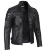 Men’s Phantom Black Café Racer Leather Jacket sold by Prime Leather Shop