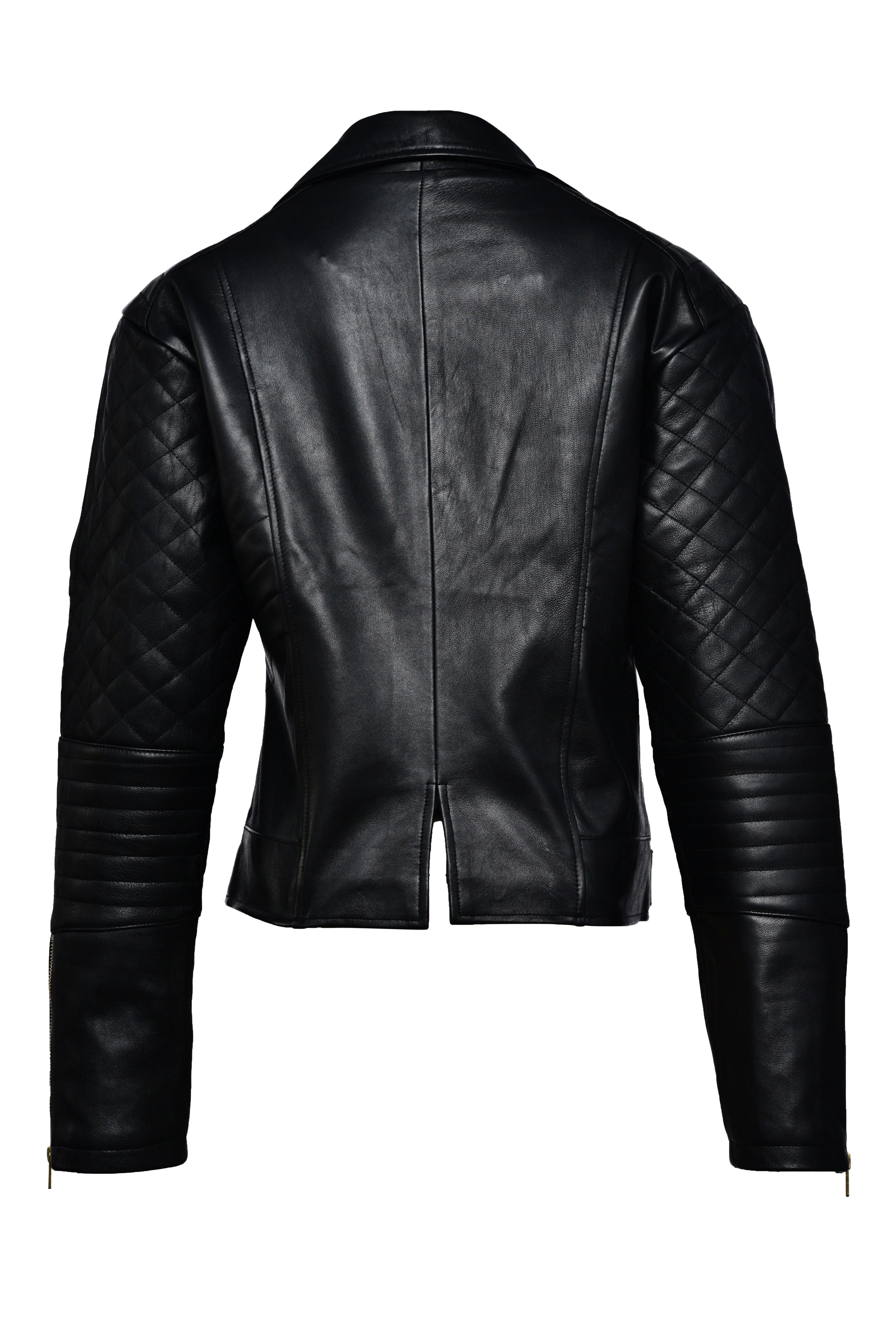 NightRider Black Leather Biker Jacket sold by Prime Leather Shop product image thumbnail 2