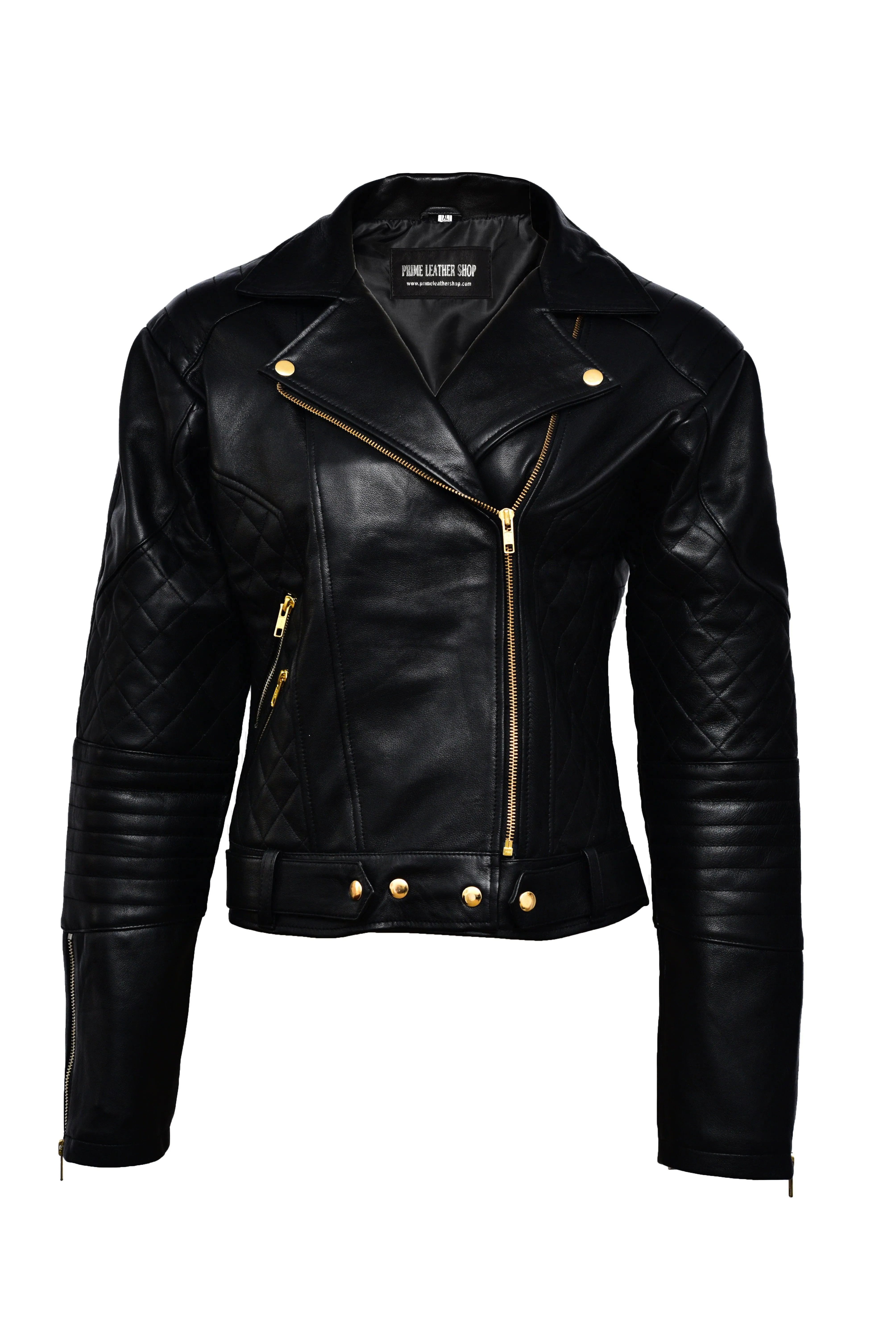NightRider Black Leather Biker Jacket sold by Prime Leather Shop