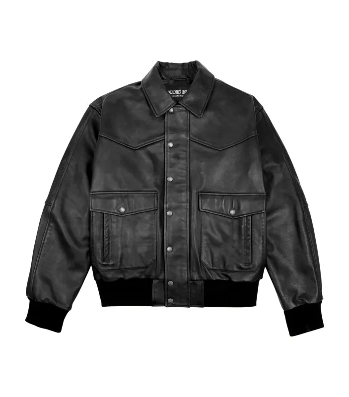 Weaving Wayfarer Black Bomber Jacket sold by Prime Leather Shop