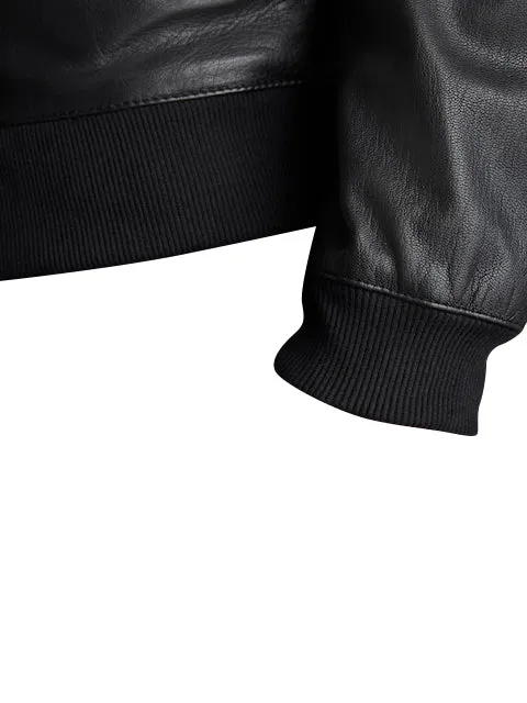 Ledger Rogue Black Bomber Leather Jacket sold by Prime Leather Shop product image thumbnail 4