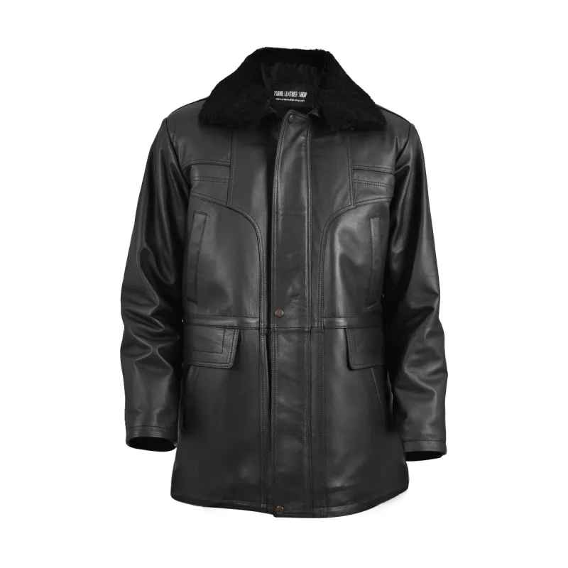 Edgerton Black Longline Mens Leather Coat sold by Prime Leather Shop