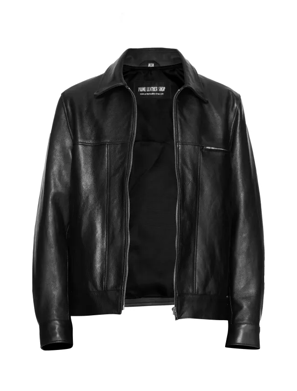 Inferno Classic Black Men's Biker Leather Jacket made by Prime Leather Shop