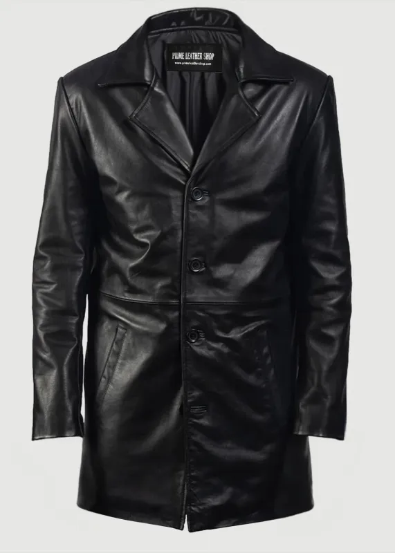 Mens Black Leather Coat - Alpine AU sold by Prime Leather Shop