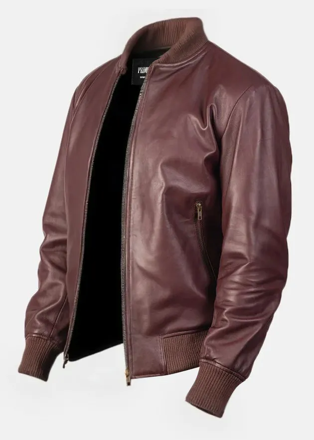 Mens Earth-Toned Bomber Leather Jacket Coastal AU sold by Prime Leather Shop product image thumbnail 3