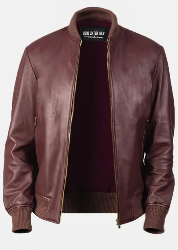Mens Earth-Toned Bomber Leather Jacket Coastal AU sold by Prime Leather Shop product image thumbnail 2